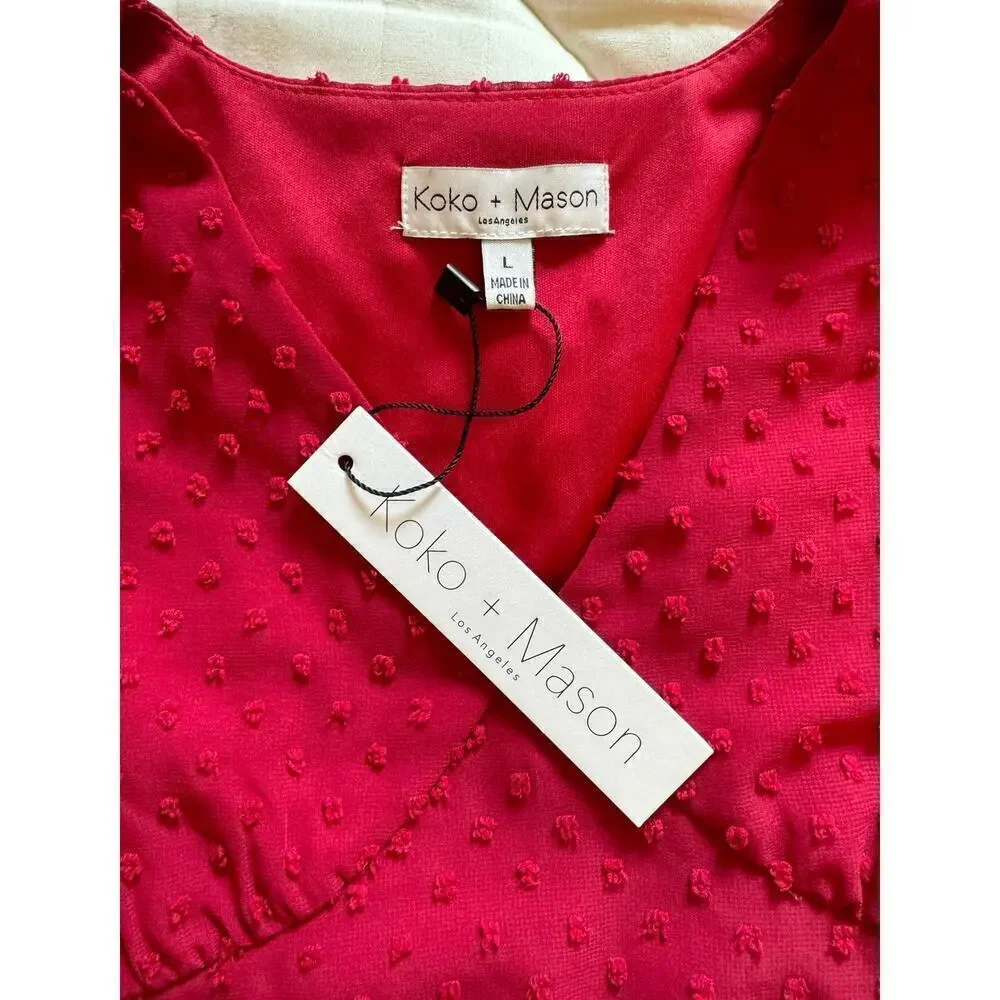 NWT Koko + Mason Bow Ruffle Textured Dress Kids Size L (8/10)